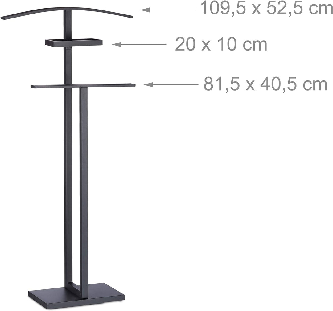 Relaxdays, schwarz Stummer Diener, Herrendiener, Kleiderbutler, mit Kleiderbügel und Hosenstange, Hx