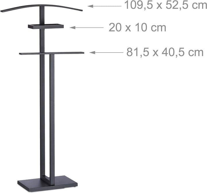 Relaxdays, schwarz Stummer Diener, Herrendiener, Kleiderbutler, mit Kleiderbügel und Hosenstange, Hx