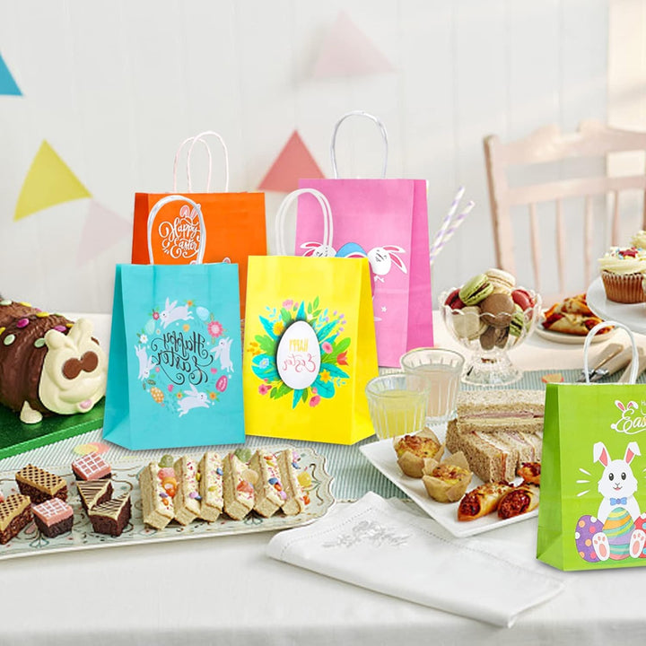 Mizijia 24 Stück Ostertüten für Kinder - Hasenmotiv, zum Befüllen mit Süssigkeiten & als Geschenkver