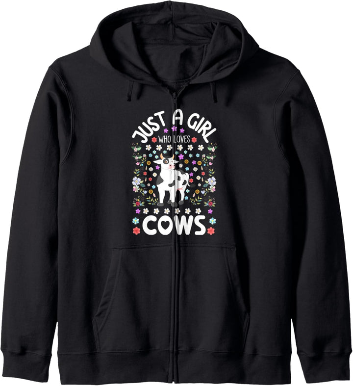 Funny Floral Cow Lover Gift Girls Just A Girl Who Loves Cows Kapuzenjacke