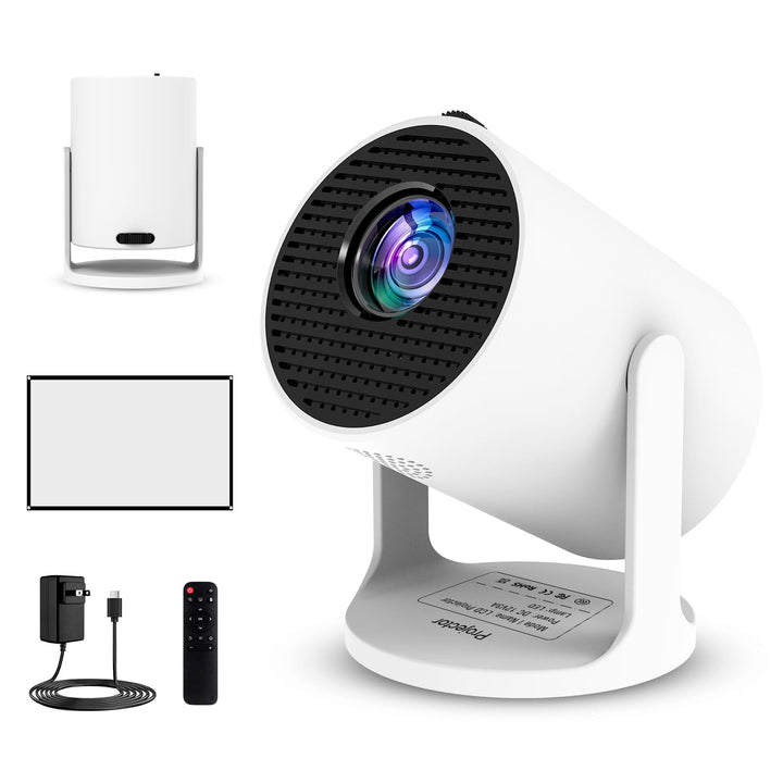Tragbarer Mini Beamer 4K mit WiFi 6 und Bluetooth, Kleiner Projektor für unterwegs, 360° drehbarer F