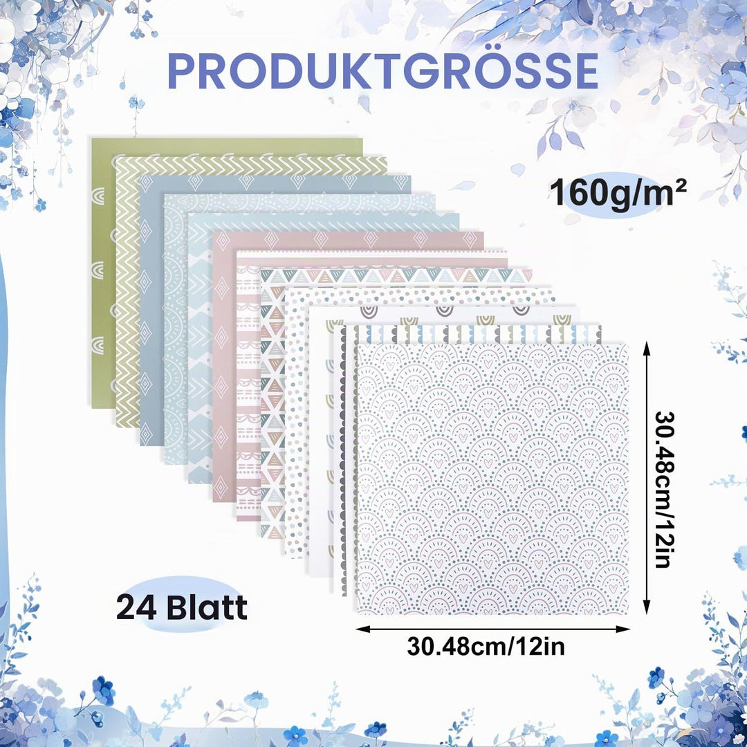 Nuyoah Scrapbooking Papier Scrapbook Zubehör 24 Blat Buntes Doppelseitiges 12 inch Junk Journaling Z