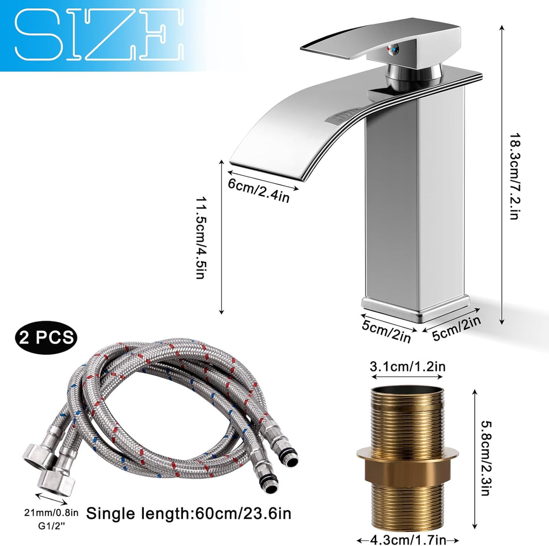 Wasserfall Wasserhahn Bad Waschtischarmatur Einhebelmischer Waschbecken Wassersparend & Spritzwasser