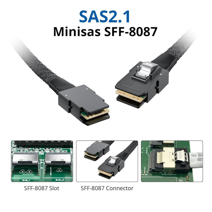 10Gtek [2 Stück] SFF-8087 zu SFF-8087 0.8-Meter Internes Mini SAS Kabel, Mini SAS 36Pin SFF-8087 to