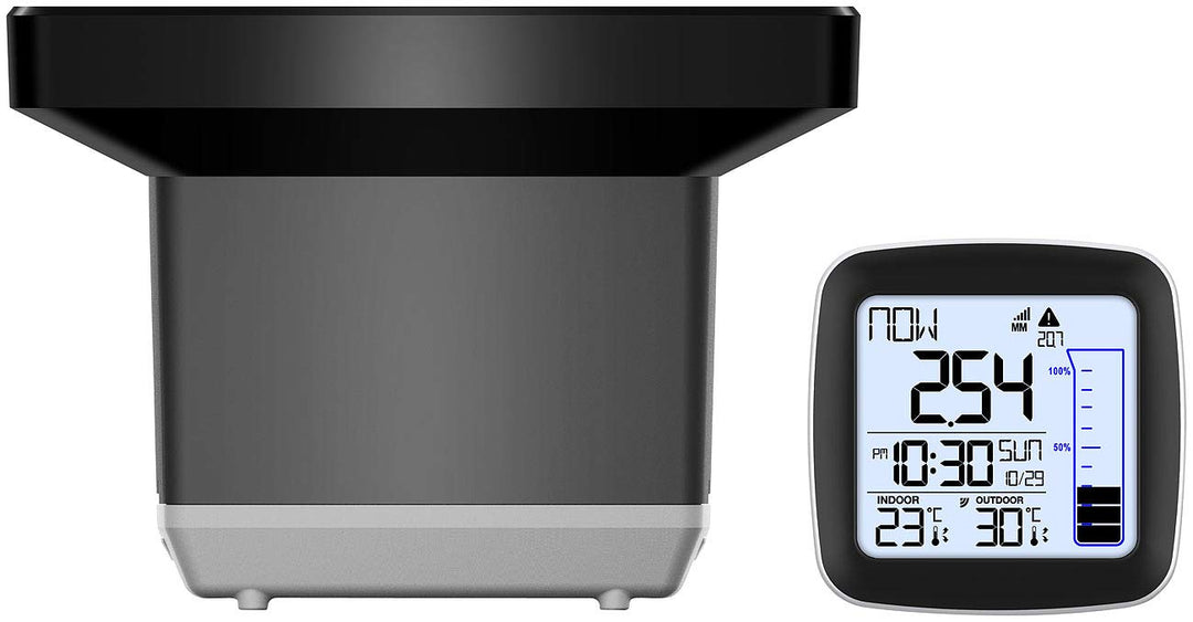 infactory Niederschlagsmesser: Digitale Funk-Wetterstation mit Aussensensor, Regenmesser & Wecker (R