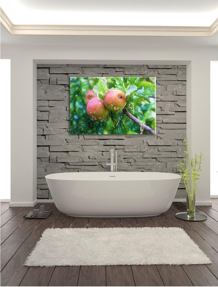 Pixxprint Wilde Äpfel Buntstift Effekt als Leinwandbild/Grösse: 100x70 cm/Wandbild/Kunstdruck/fertig