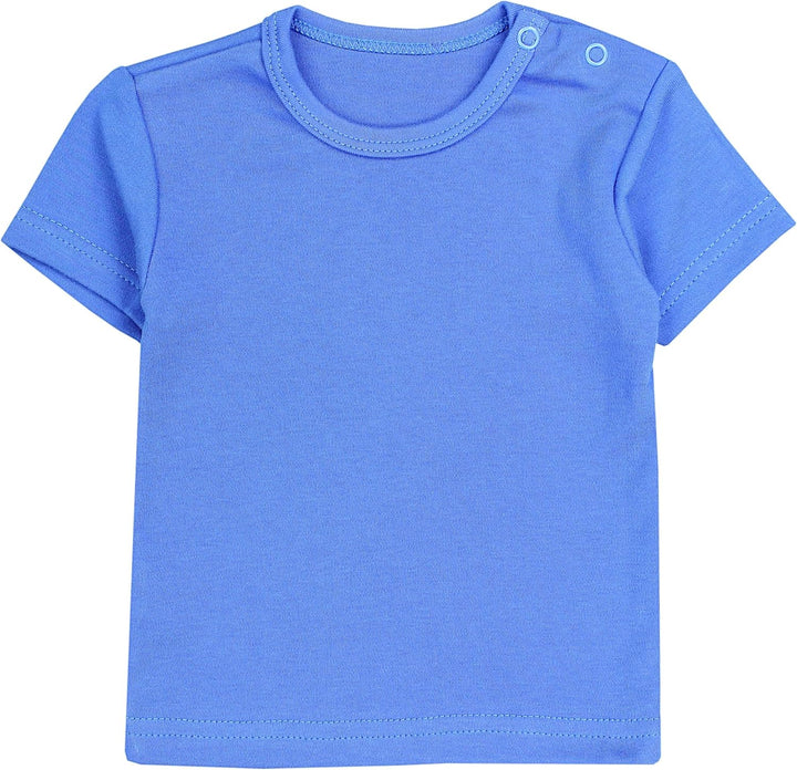 Baby Jungen Kurzarm T-Shirt mit Aufdruck Unifarben Sterne Streifen 5er Set, Baby Junge