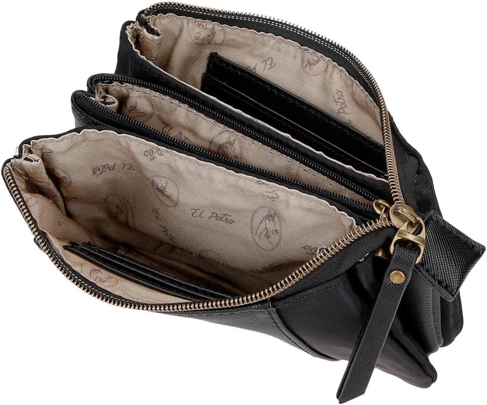 joumma bags,s.l. El Potra Wolle, lässig, schwarz, 22 x 25 x 10 cm, Polyester und PU, Schwarz, Lässig