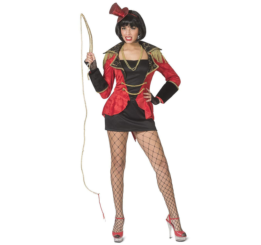 Funny Fashion Damen Kostüm sexy Zirkus Direktorin Dompteurin schwarz rot Karneval (32/34) 32-34, 32-