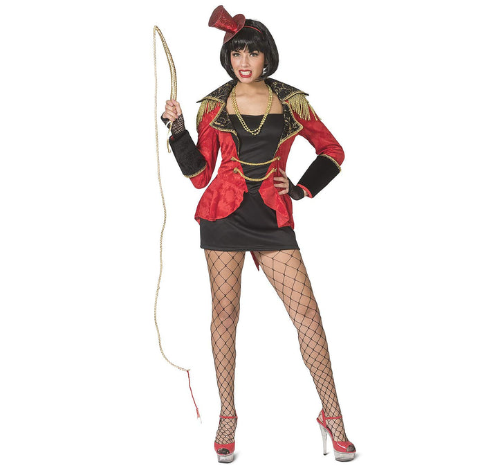 Funny Fashion Damen Kostüm sexy Zirkus Direktorin Dompteurin schwarz rot Karneval (32/34) 32-34, 32-