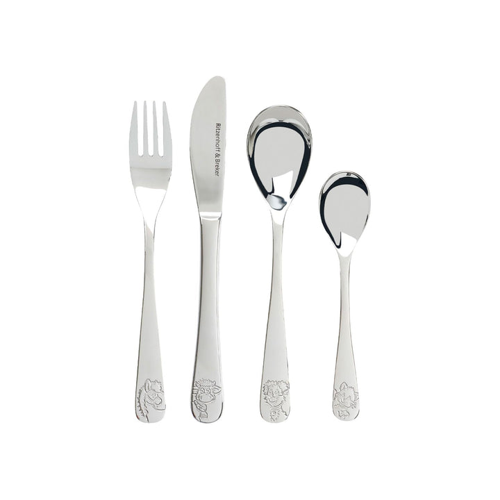 Ritzenhoff & Breker Kinderbesteck-Set Hoftiere 4-teilig | Gabel, Messer, Löffel und Dessertlöffel fü