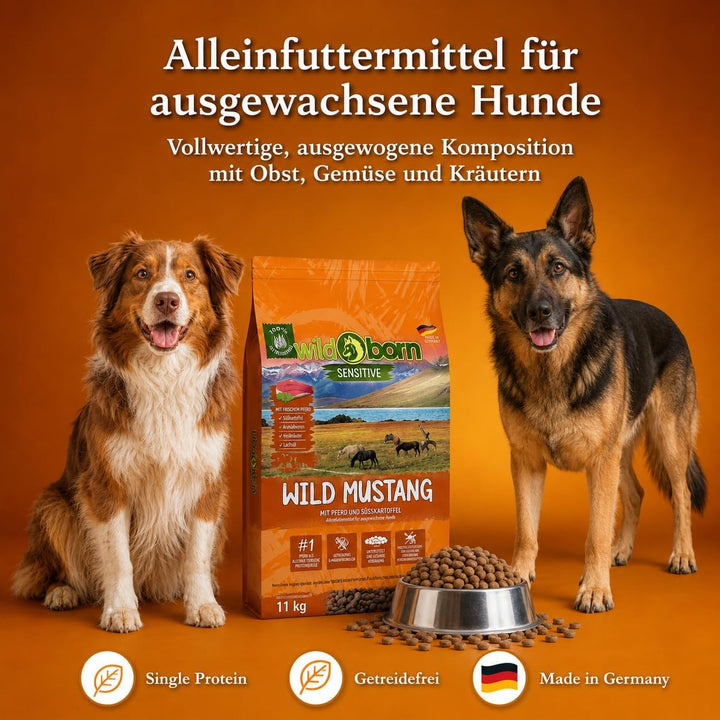 Wildborn Wild Mustang 2 kg getreidefreies Hundefutter mit Pferdefleisch, Süsskartoffel & Aroniabeere