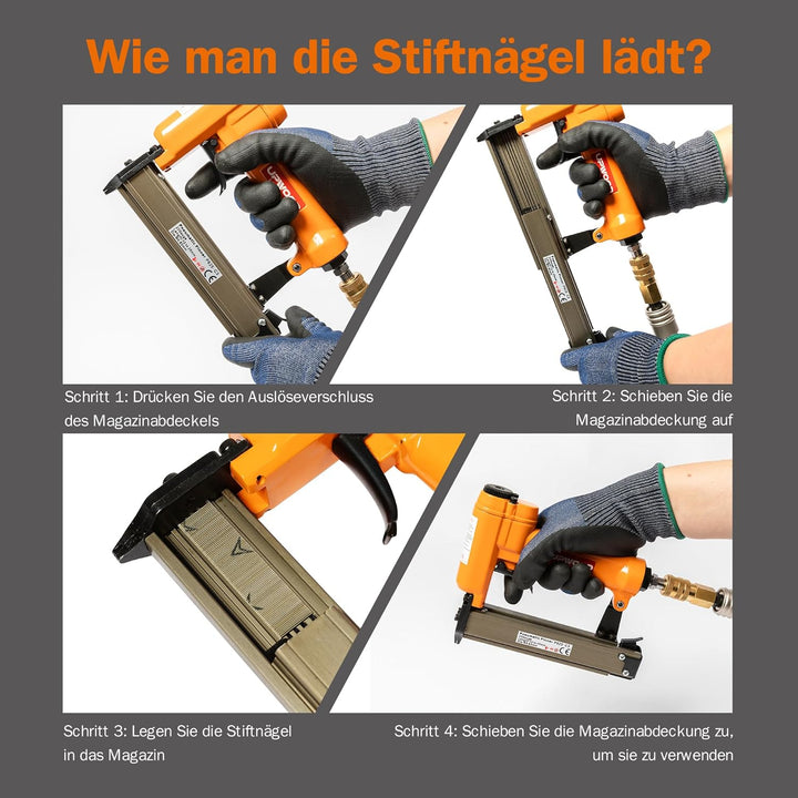 UPWOOD P625 Pneumatischer 23-Gauge Headless Pin Nailer, 1/2-Zoll bis 1-Zoll Schenkellänge Luftbetrie