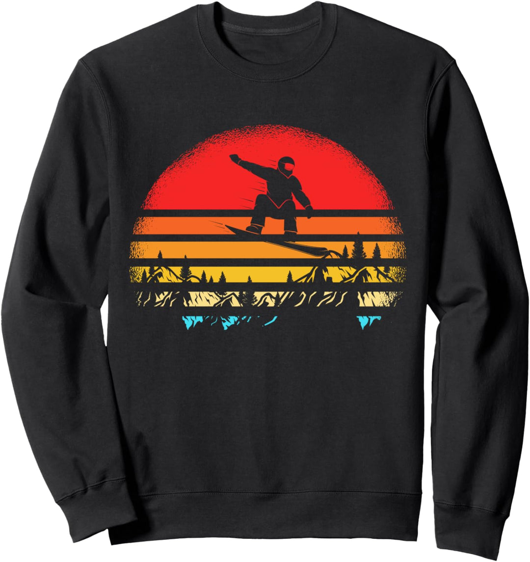 Retro Snowboard Sonnenuntergang Berg Wintersport Sweatshirt