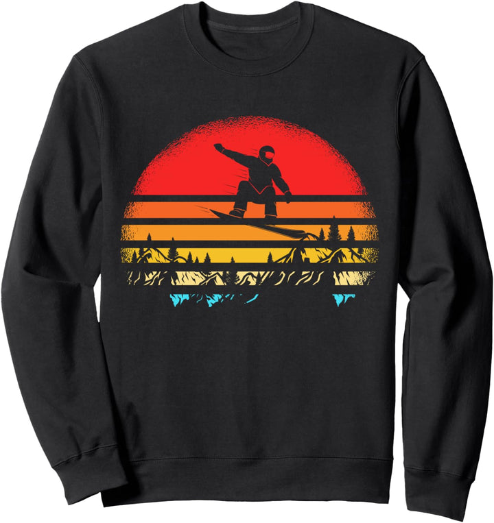 Retro Snowboard Sonnenuntergang Berg Wintersport Sweatshirt