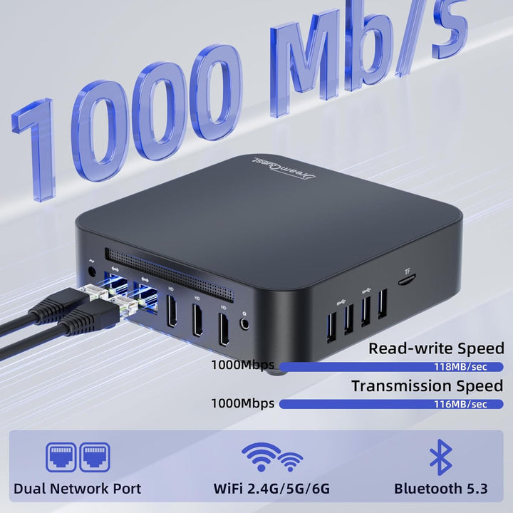 DreamQuest Mini PC Windows 11 Pro Vorinstalliert Intel N95 bis 3.4GHz 12GB DDR5 512GB M.2 SSD Micro