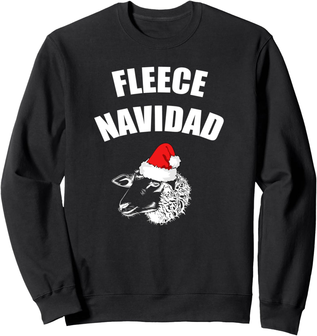 Navidad Fleece-Weihnachtspullover mit Schaf-Motiv Sweatshirt