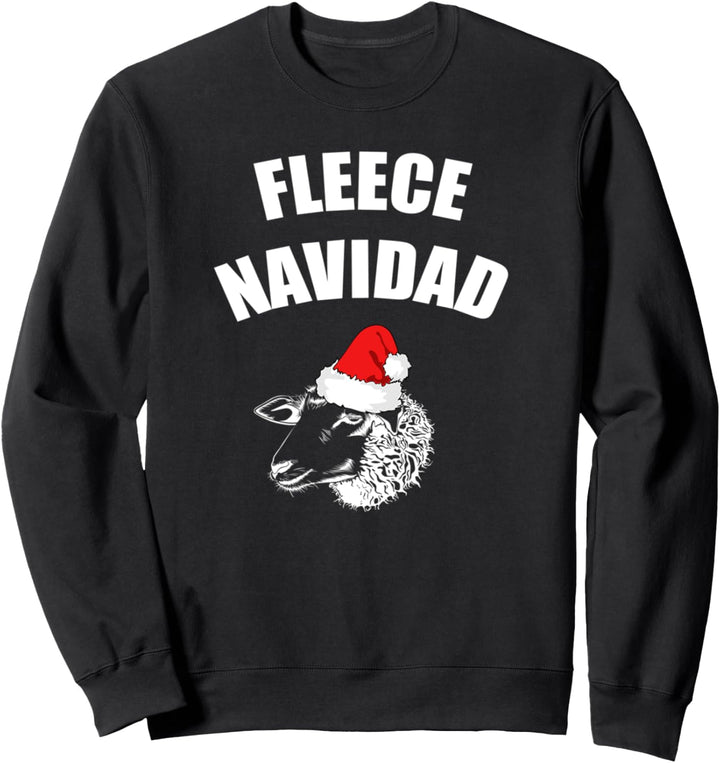 Navidad Fleece-Weihnachtspullover mit Schaf-Motiv Sweatshirt