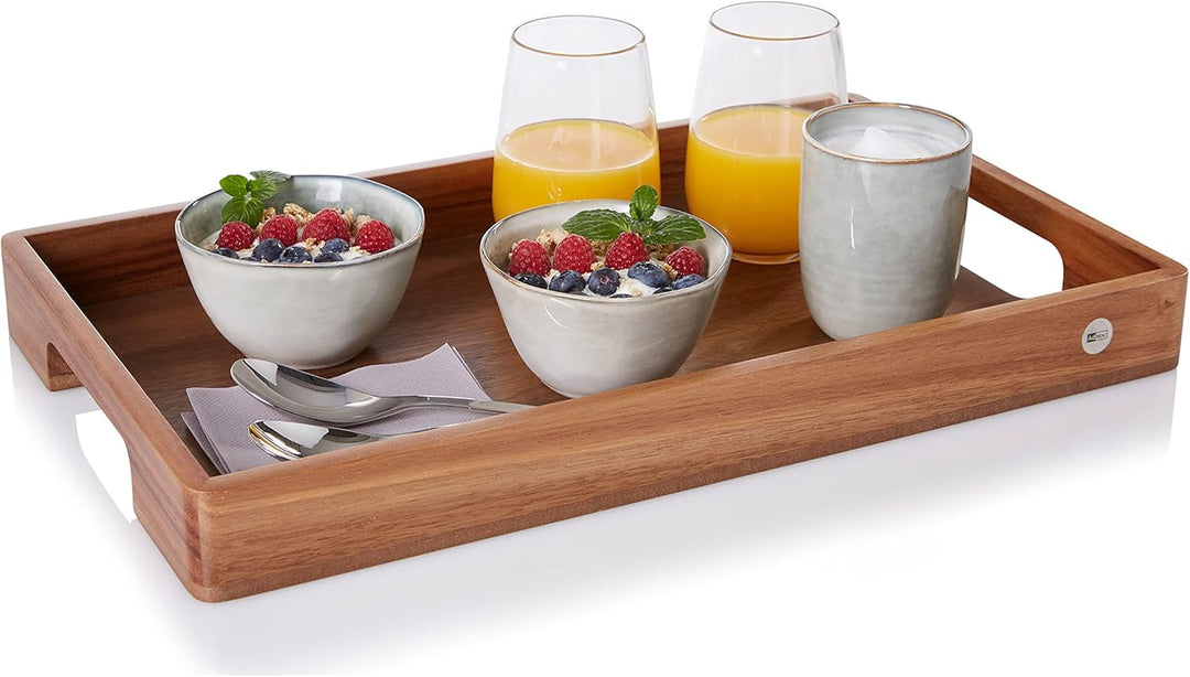 AdHoc ST25 Serviertablett für Tee, Kaffee oder Speisen Serve, Akazien-/Walnussholz 50x30 CM, 50x30 C