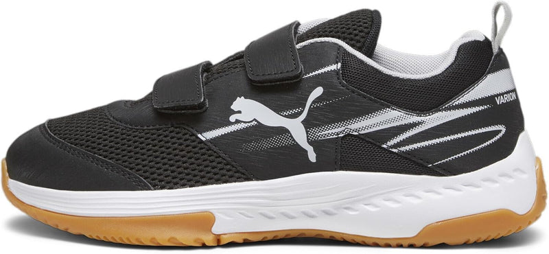 PUMA Unisex Kinder Varion Ii V Jr Indoor Court Shoe 28 EU Black Cool Light Gray Yellow Blaze Gum, 28