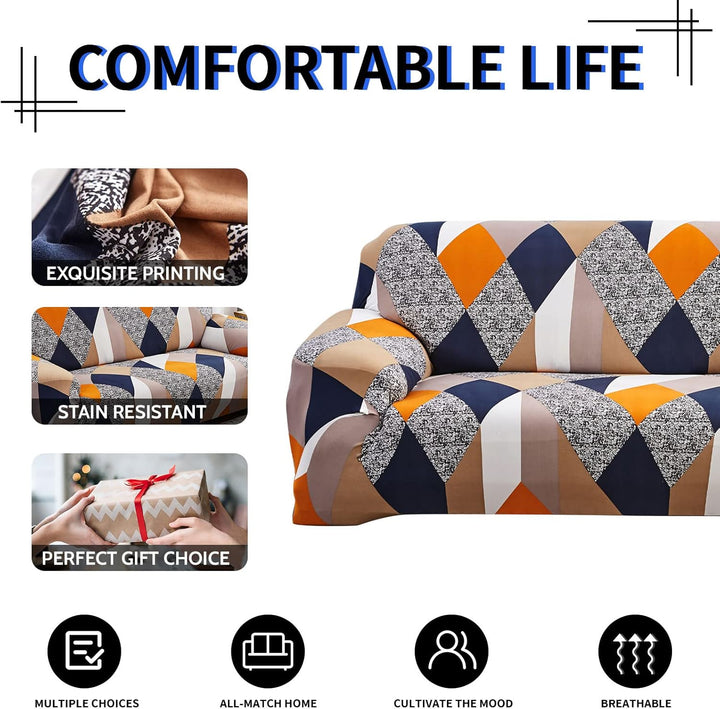 Lydevo Sofabezug 1 Sitzer Stretch Sofahusse Elastischer Sofabezug Spandex Sofa Überzug mit 3 Kissenb