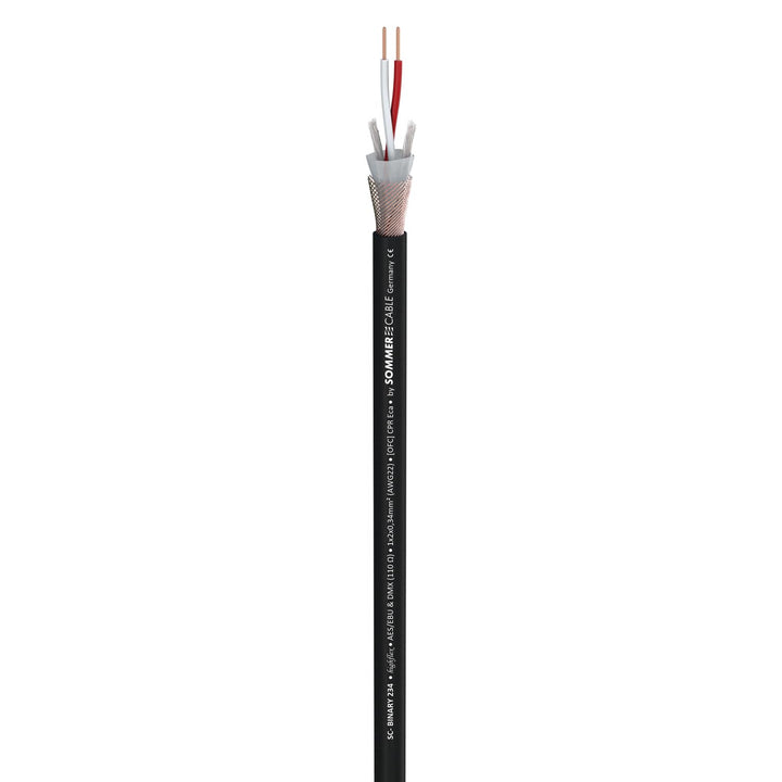 DMX Kabel 2x0.34 3pin 100m bk BINARIO 234 100m Schwarz, 100m Schwarz