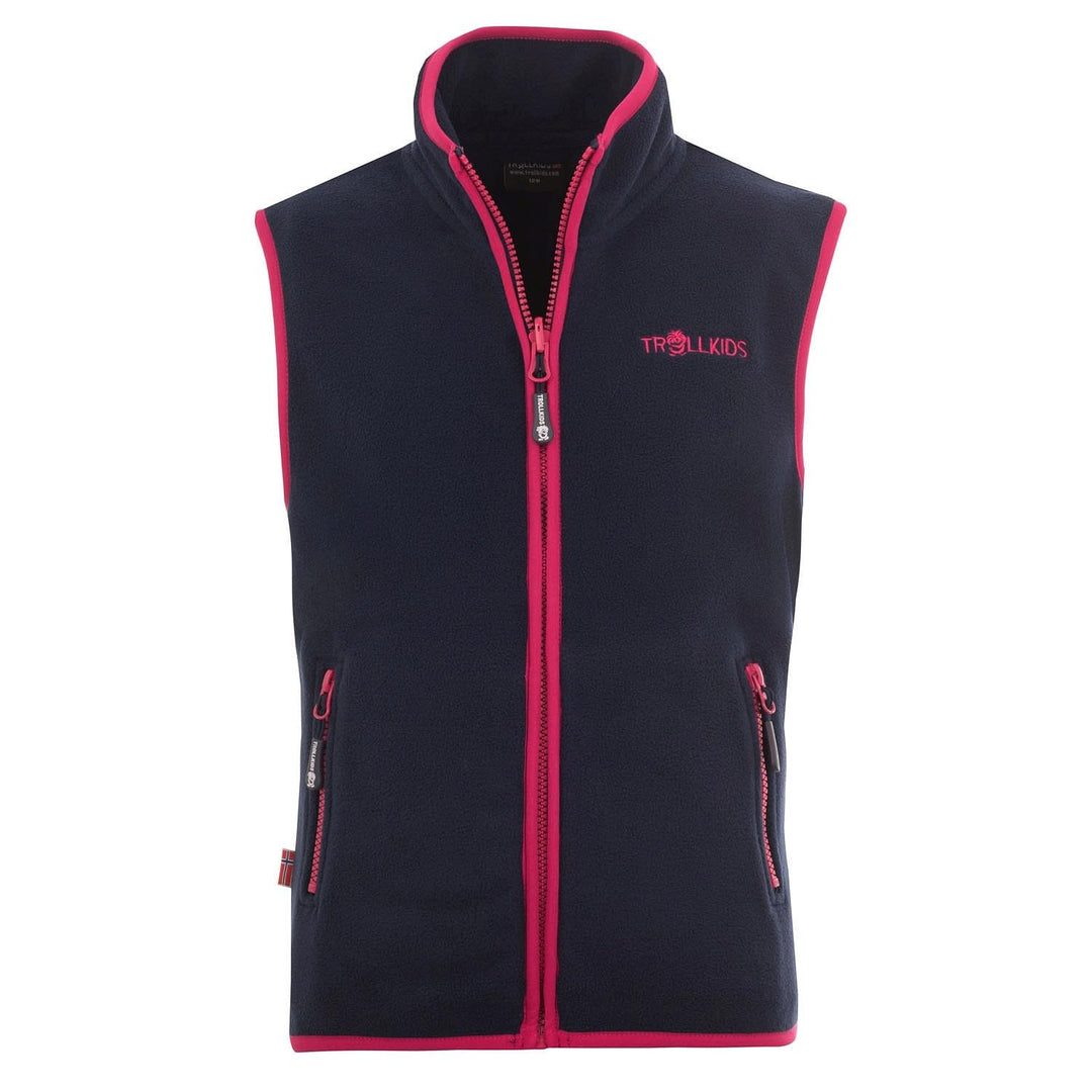 Trollkids Kinder Fleece-Weste Arendal 92 Marineblau / Pink, 92 Marineblau / Pink