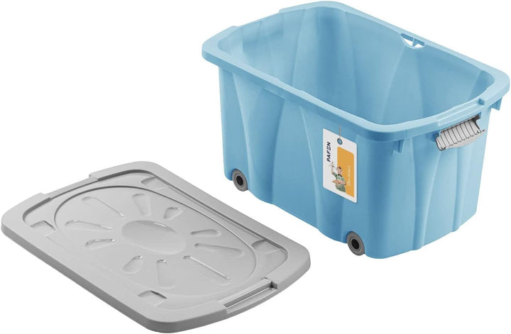 PAFEN Piraten Spielzeugkiste 49l mit Rollen - Schatzkiste 58 x 29,5 x 37,5cm - Spielzeugbehälter Auf