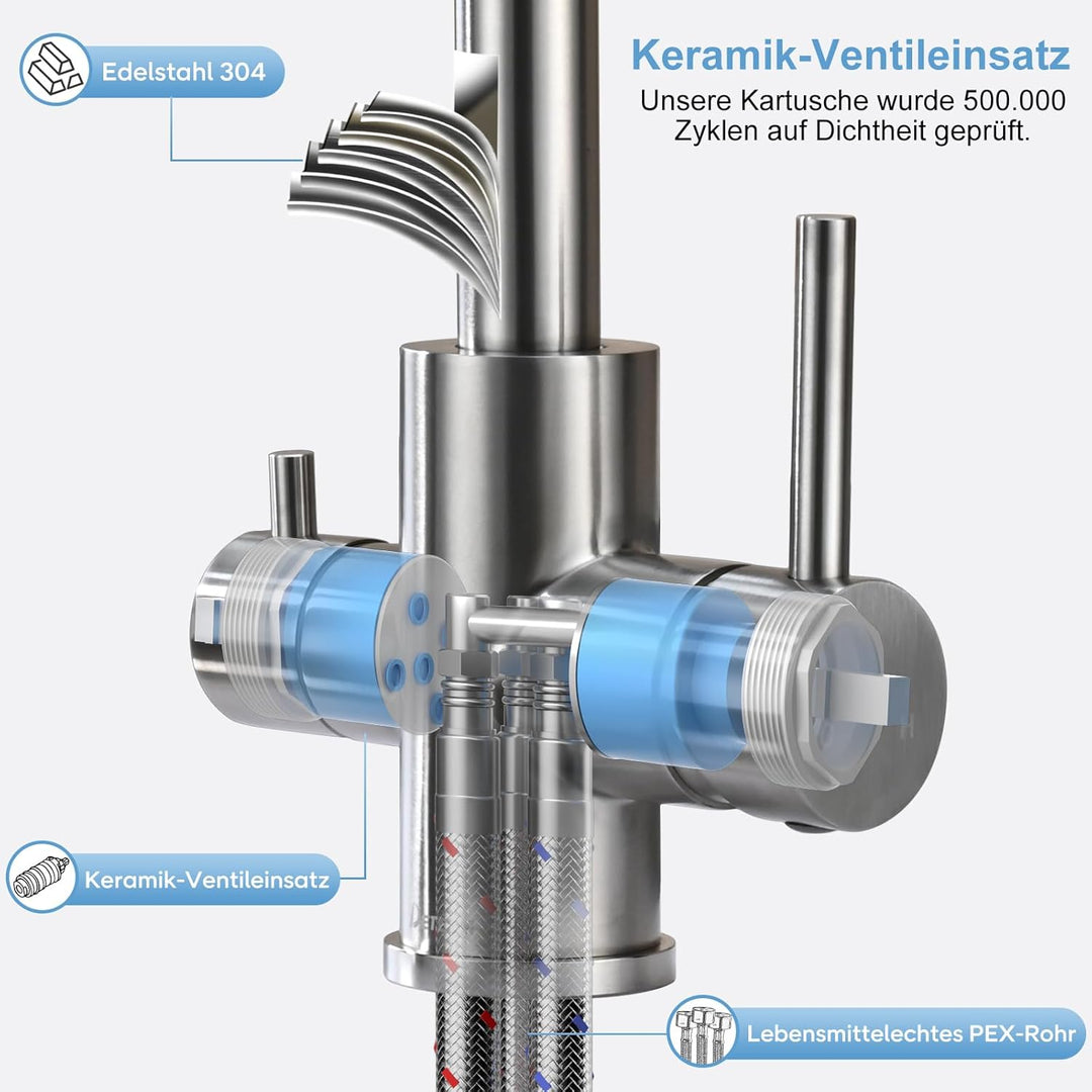 3 Wege Küchenarmatur Küche, DETBOM Wasserfilter Wasserhahn für Trinkwasser Küchenspüle, Trinkwasserh