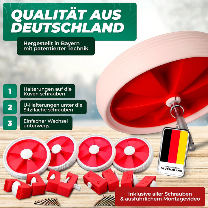 Roll Rodel Bausatz (ohne Schlitten) - Tuning Set für alle Holzschlitten / Rollen für Kinderschlitten