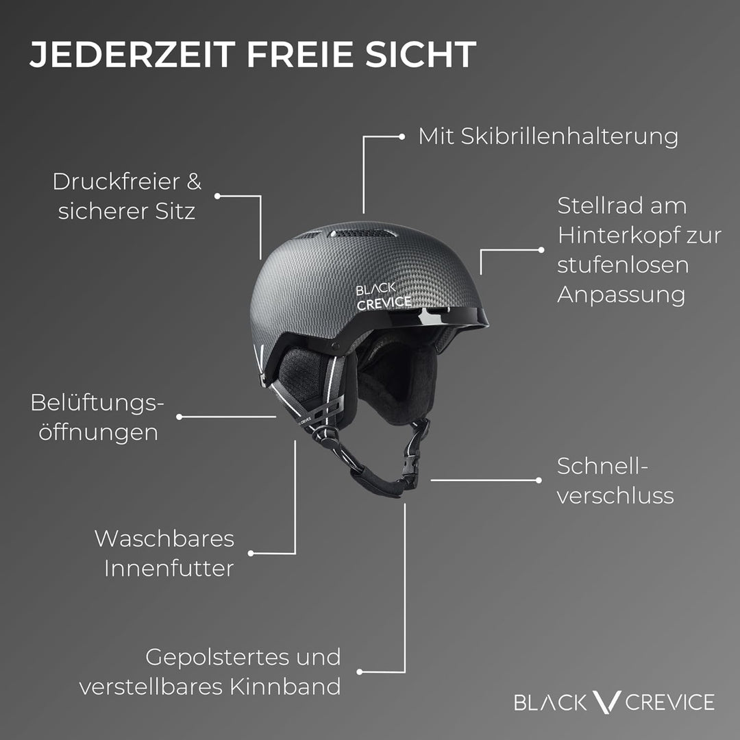 Black Crevice Skihelm Chamonix I Stossfester Skihelm in sportlichem Design I Skihelm Herren & Damen