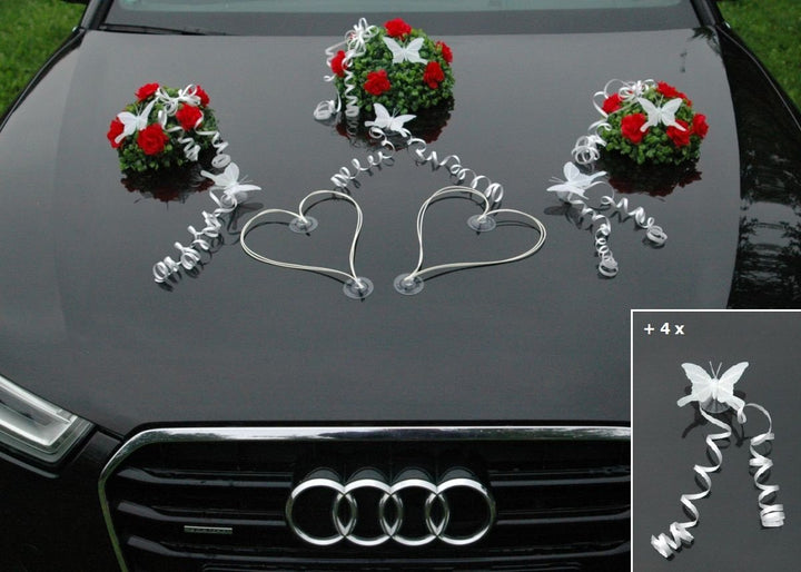 BUCHSBAUM Auto Schmuck Braut Paar Rose Deko Dekoration Autoschmuck Hochzeit Car Auto Wedding Deko Ra