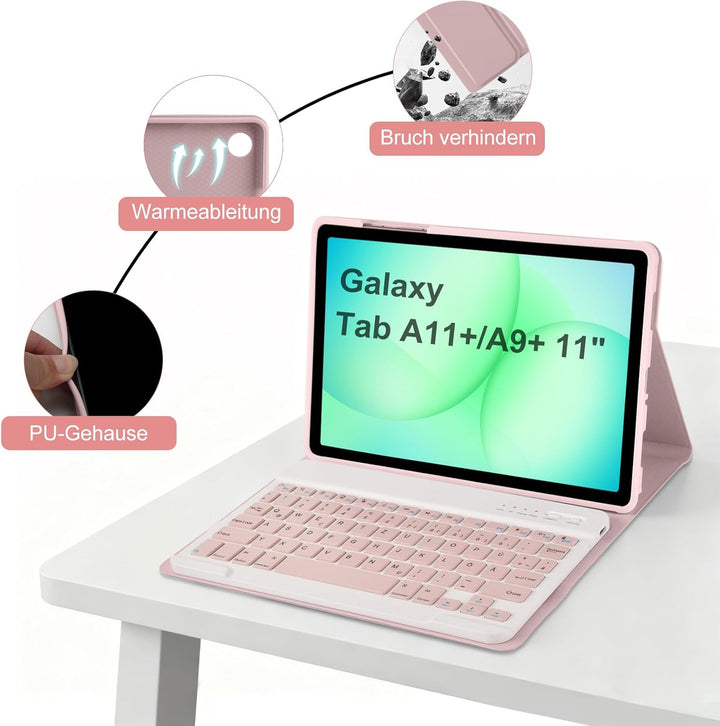 HOTLIFE Tastatur Hülle für Samsung Galaxy Tab А11+/А9+ 11 Zoll 2023/2025, Schutzhülle mit Automatisc