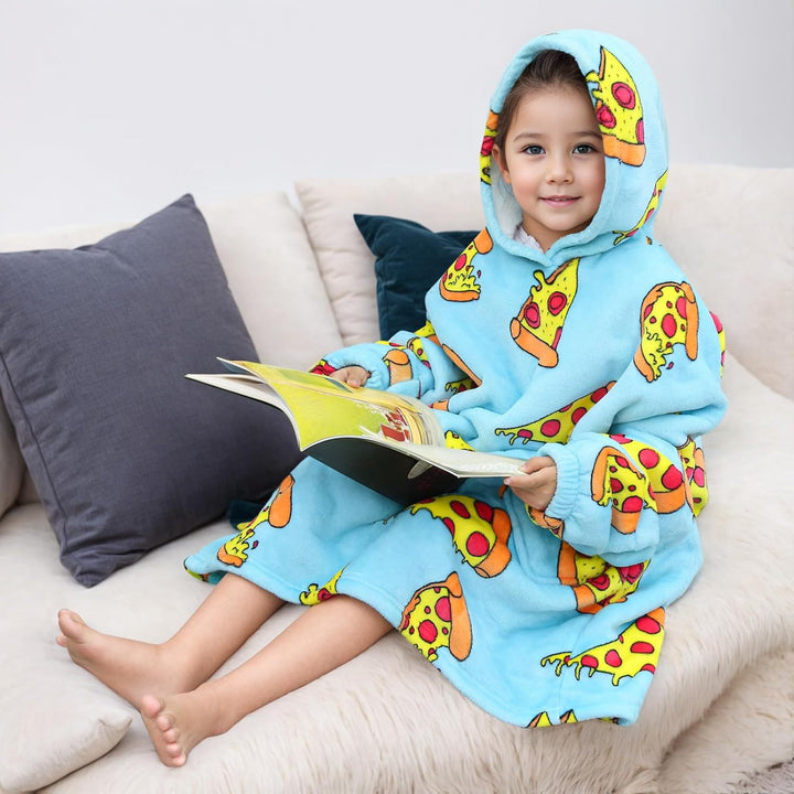 Wenlia Übergrosse Hoodie Blanket für Mädchen, Kinder Flanell Sweatshirt Decke Kuschelpullover, Einho