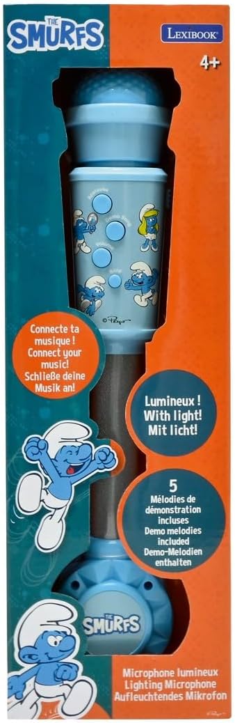 Lexibook, Die Schlümpfe, Leuchtendes Mikrofon für Kinder, Musikalisches Spielzeug, Eingebauter Lauts
