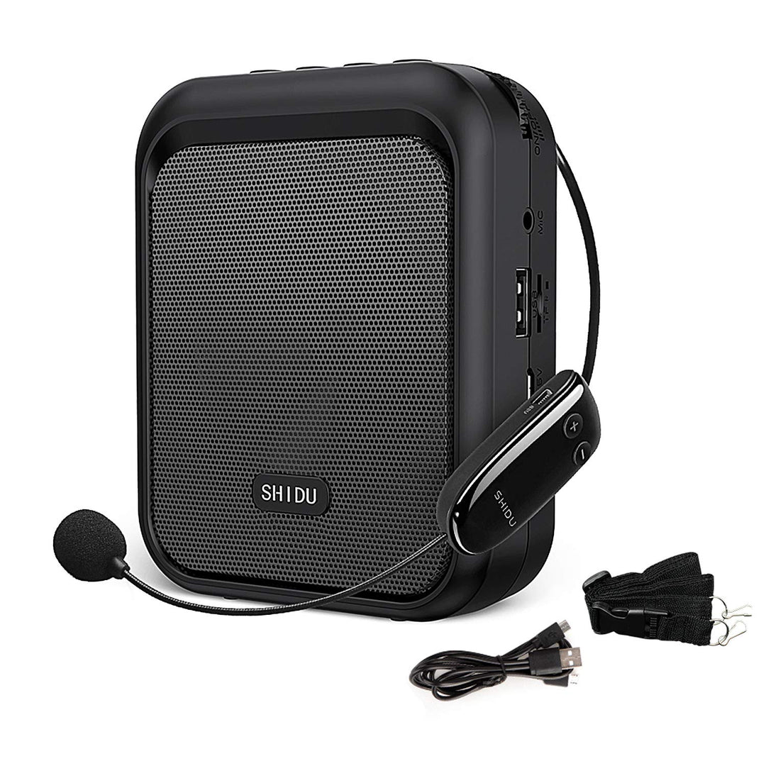 SHIDU Sprachverstärker Tragbarer Bluetooth Lautsprecher mit drahtlosem UHF Mikrofon Headset 10W 1800