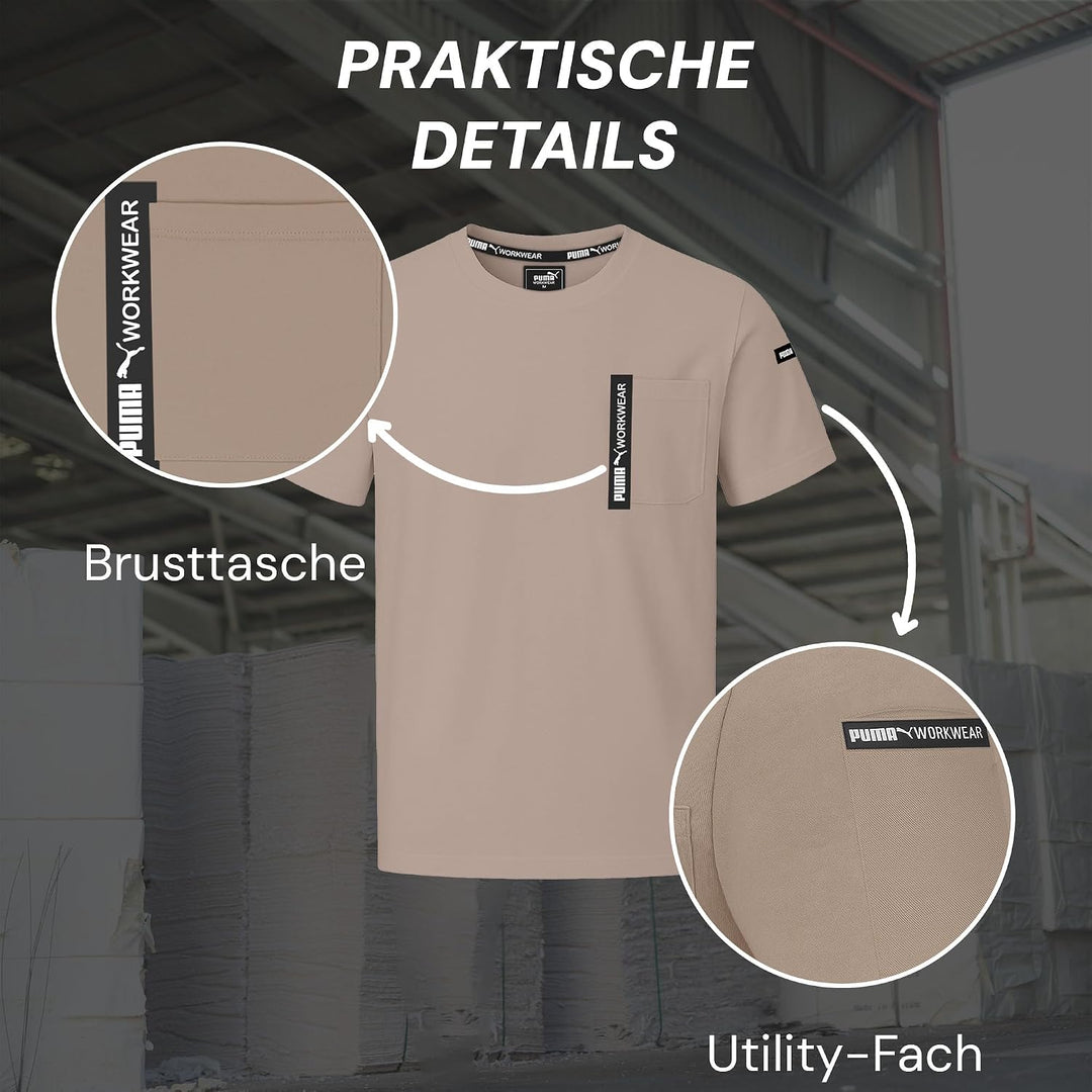 PUMA Workwear Advanced Kollektion - T-Shirts für Herren - Brusttasche und Utility Fach an der Schult
