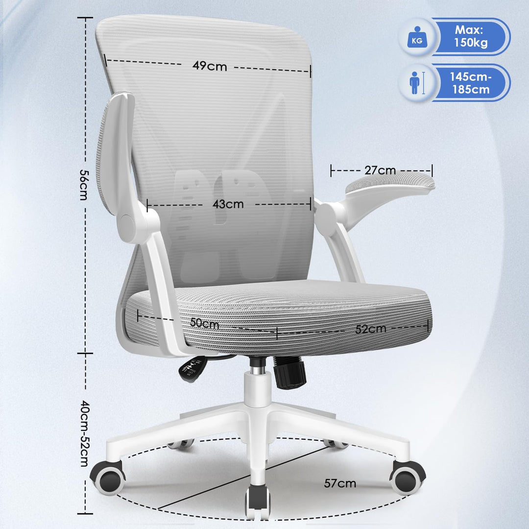 Hinonde Bürostuhl, Ergonomischer Schreibtischstuhl mit Lendenwirbelstütze, Bürostuhl Ergonomisch Tes