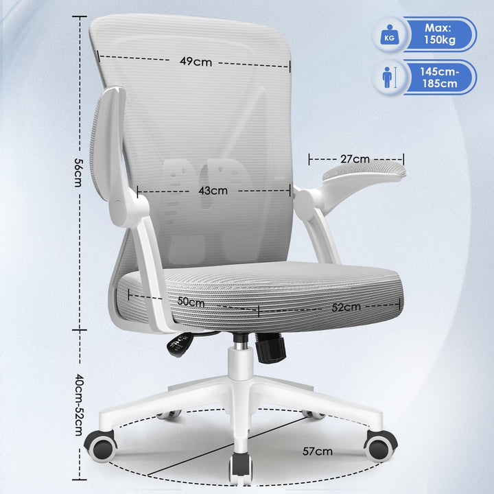 Hinonde Bürostuhl, Ergonomischer Schreibtischstuhl mit Lendenwirbelstütze, Bürostuhl Ergonomisch Tes