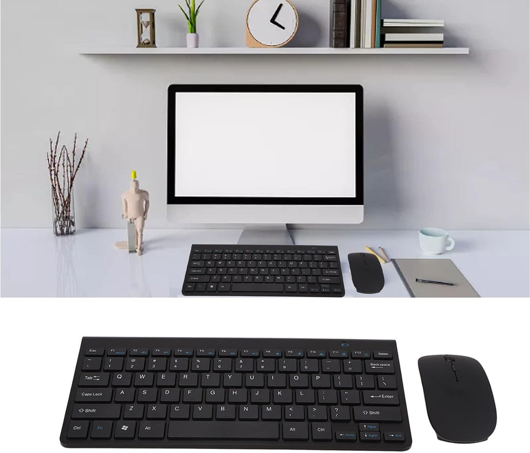 Kabelloses Tastatur Maus Set, 2.4 GHz Mini Tastatur Mouse Ultra-Dünne Funktastatur, Leise Tasten, Sc