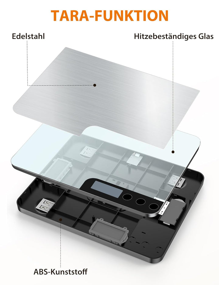 Küchenwaage Digital 20KG,Grosser Wiegefläche Digitalwaage mit Lineal,Professionelle Electronische Wa