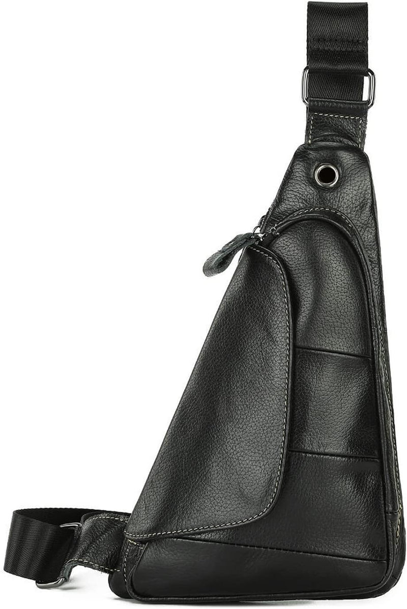 FANDARE Anti-Diebstahl Brusttasche Herren Sling Crossbody Pack Leder Umhängetaschen Schultertasche B