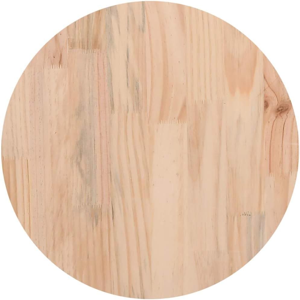 homiuse Tischplatte Rund Hellbraun Ø30x2,5 cm Massivholz Kiefer Holzplatte Massiv Holzplatte Rund Ti
