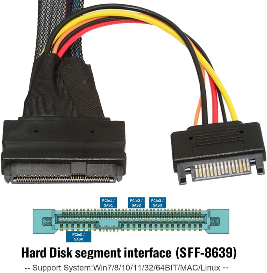 xiwai U.2 U2 SFF-8639 auf Slimline SFF-8654 4i NVME PCIe SSD Kabel für Mainboard SSD 750 p3600 p3700