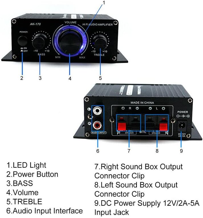 12V 400W Aluminium HiFi Audio Verstärker Auto Stereo Mini Power Amplifier, Stereo-Audioverstärker fü