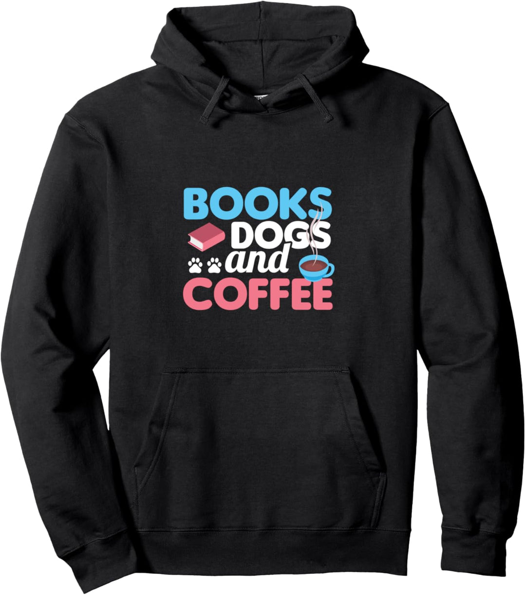Cute & Funny Books Dogs and Coffee Bookworm Pullover Hoodie