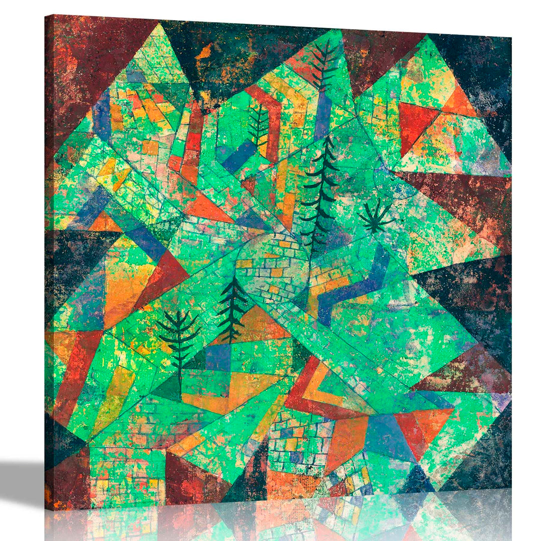 Artley Prints - The Forest Construction by Paul Klee Leinwand-Kunstdruck, moderne quadratische Druck