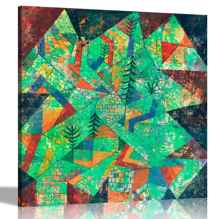 Artley Prints - The Forest Construction by Paul Klee Leinwand-Kunstdruck, moderne quadratische Druck