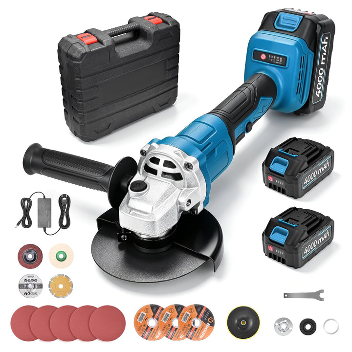 Akku Winkelschleifer, Akku Flex Trennschleifer, 3 Stufige Drehzahlregelun/3500-10000RPM, mit 2× 4.0A