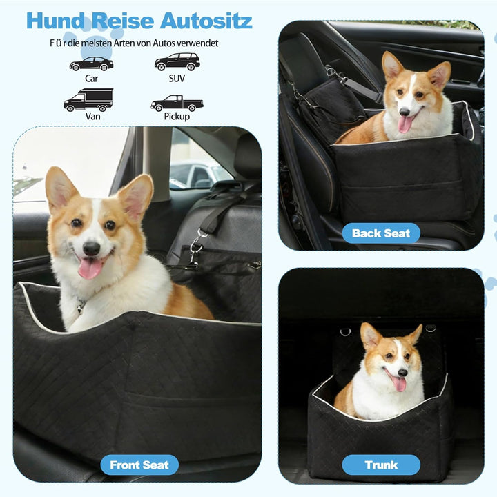 Hunde Autositz für Kleine Mittlere Hunde, Hundesitzerhöhung mit dickem Polster, Autositz Hund Rückba